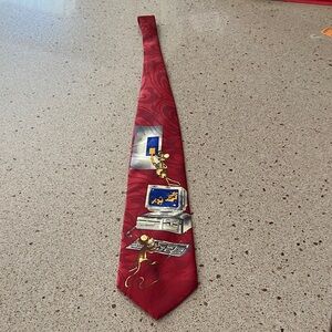 Vintage hand made silk tie unique mouse/computer pattern
